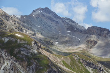 Panoramic view of peak Piz Rims in Sesvenna mountain range in Obervinschgau, South Tyrol/Italy on the frontier to Switzerland