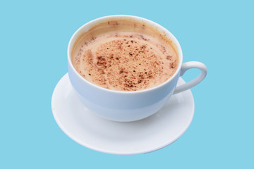 cup of coffee on blue background