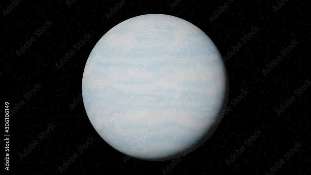 Sticker planet uranus rotating in space, gas giant world in front of the stars, 4k loop