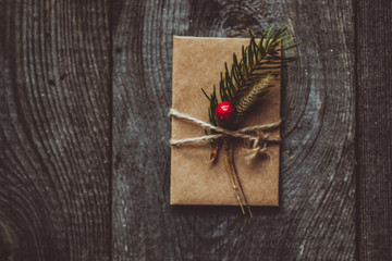 christmas decoration on wooden background