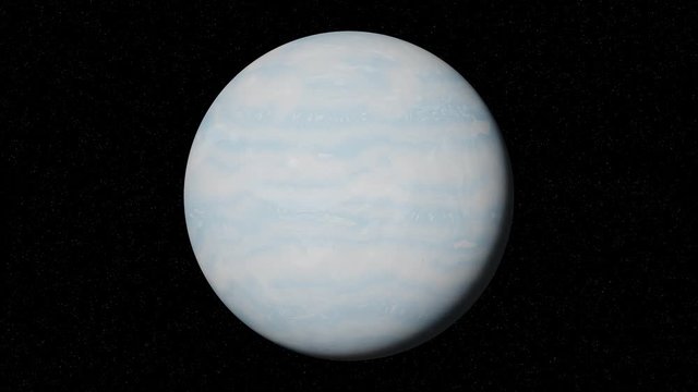 planet Uranus rotating in space, gas giant world in front of the stars, 4k loop