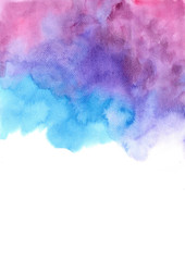 Abstract marine blue ,violet and purple watercolor painting color field background for decoration.