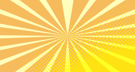 Vintage colorful comic book background. Orange blank bubbles of different shapes. Rays, radial, halftone, dotted effects. For sale banner empty Place for text 1960s. Copy space vector eps10.