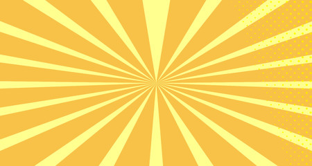 Vintage colorful comic book background. Orange blank bubbles of different shapes. Rays, radial, halftone, dotted effects. For sale banner empty Place for text 1960s. Copy space vector eps10.