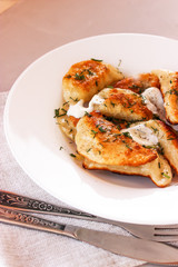 fried dumplings with sour cream