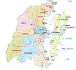 Administrative map Metropolitan area Florianopolis in the southern Brazilian state of Santa Catarina