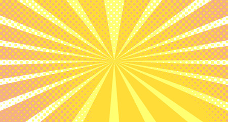 Vintage colorful comic book background. Orange blank bubbles of different shapes. Rays, radial, halftone, dotted effects. For sale banner empty Place for text 1960s. Copy space vector eps10.