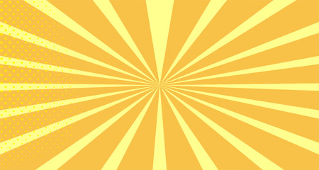 Vintage colorful comic book background. Orange blank bubbles of different shapes. Rays, radial, halftone, dotted effects. For sale banner empty Place for text 1960s. Copy space vector eps10.