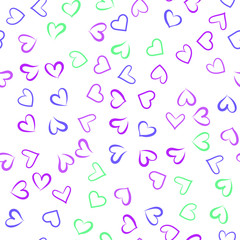 Hearts for Valentine's Day. Romantic feeling and love. Seamless vector EPS 10. Abstract geometric pattern. Multicolor Figures. Texture for print and Banner. Flat style