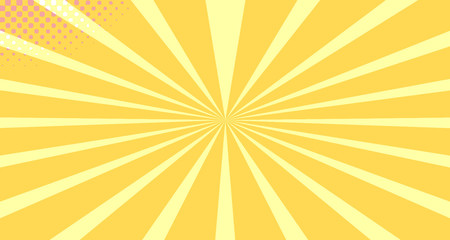 Vintage colorful comic book background. Orange blank bubbles of different shapes. Rays, radial, halftone, dotted effects. For sale banner empty Place for text 1960s. Copy space vector eps10.