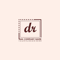 DR Initial handwriting logo concept, with line box template vector