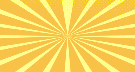 Vintage colorful comic book background. Orange blank bubbles of different shapes. Rays, radial, halftone, dotted effects. For sale banner empty Place for text 1960s. Copy space vector eps10.