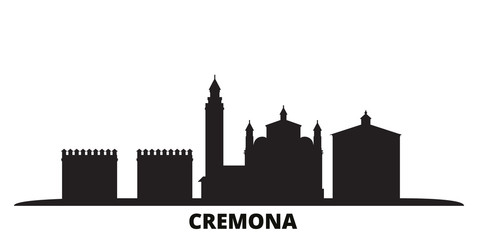 Italy, Cremona city skyline isolated vector illustration. Italy, Cremona travel cityscape with landmarks - obrazy, fototapety, plakaty