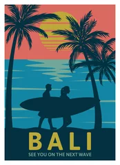 Selbstklebende Fototapeten Bali see you on the next wave vintage retro poster template © Galih