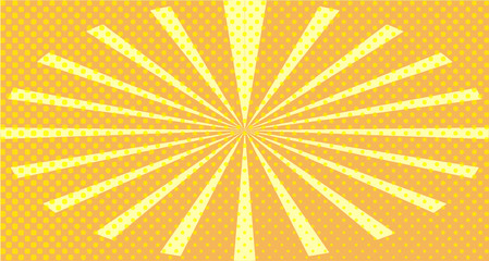 Vintage colorful comic book background. Orange blank bubbles of different shapes. Rays, radial, halftone, dotted effects. For sale banner empty Place for text 1960s. Copy space vector eps10.