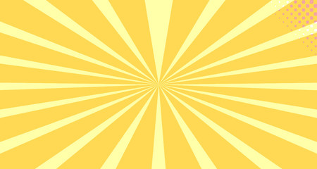 Fototapeta premium Vintage colorful comic book background. Orange blank bubbles of different shapes. Rays, radial, halftone, dotted effects. For sale banner empty Place for text 1960s. Copy space vector eps10.