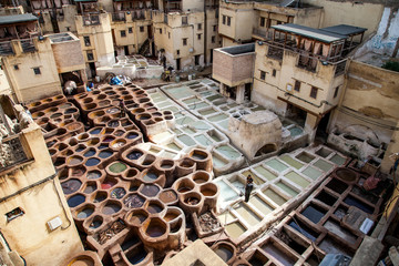 dyeing of leather in Morocco