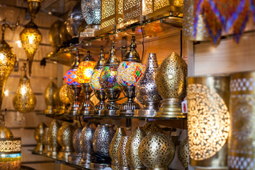 Moroccan lanterns in the store