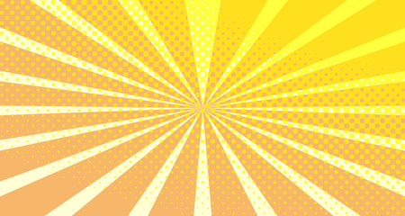 Vintage colorful comic book background. Orange blank bubbles of different shapes. Rays, radial, halftone, dotted effects. For sale banner empty Place for text 1960s. Copy space vector eps10.