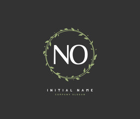 N O NO Beauty vector initial logo, handwriting logo of initial signature, wedding, fashion, jewerly, boutique, floral and botanical with creative template for any company or business.