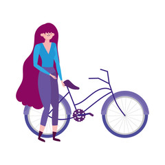 Fototapeta na wymiar young woman riding bike ecology concept