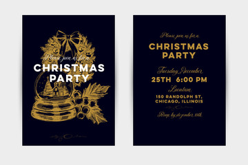 Christmas party vector invitation card template