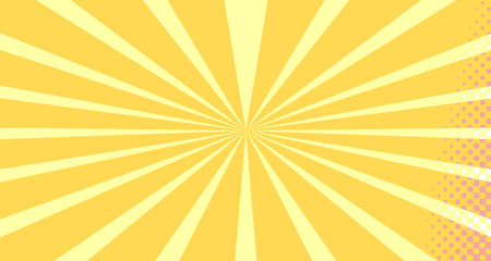 Vintage colorful comic book background. Orange blank bubbles of different shapes. Rays, radial, halftone, dotted effects. For sale banner empty Place for text 1960s. Copy space vector eps10.