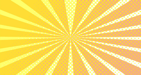Vintage colorful comic book background. Orange blank bubbles of different shapes. Rays, radial, halftone, dotted effects. For sale banner empty Place for text 1960s. Copy space vector eps10.
