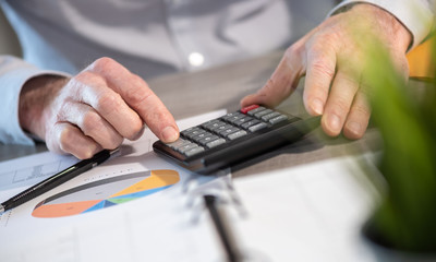 Businessman working on financial data