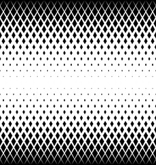 Geometrisches Muster von schwarzen Diamanten auf weißem Hintergrund.
