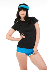 Blank t-shirt mock-up - Beautiful retro sports fashion girl ready for your design