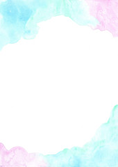 Abstract marine blue ,green mint and purple watercolor painting color field background for decoration.