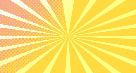 Vintage colorful comic book background. Orange blank bubbles of different shapes. Rays, radial, halftone, dotted effects. For sale banner empty Place for text 1960s. Copy space vector eps10.