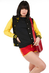 Blank t-shirt mock-up - Beautiful retro sports fashion girl ready for your design © Steve