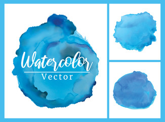 Set of Blue Abstract Watercolor Background