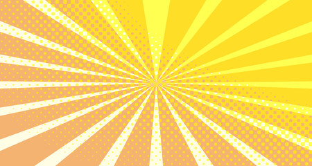 Vintage colorful comic book background. Orange blank bubbles of different shapes. Rays, radial, halftone, dotted effects. For sale banner empty Place for text 1960s. Copy space vector eps10.