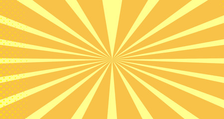 Fototapeta premium Vintage colorful comic book background. Orange blank bubbles of different shapes. Rays, radial, halftone, dotted effects. For sale banner empty Place for text 1960s. Copy space vector eps10.