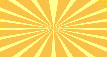 Vintage colorful comic book background. Orange blank bubbles of different shapes. Rays, radial, halftone, dotted effects. For sale banner empty Place for text 1960s. Copy space vector eps10.