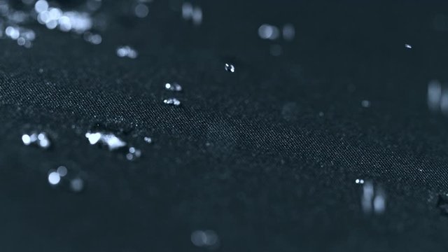 Super Slow Motion Shot of Water Splashing on Waterproof Cloth at 1000fps. Shooted with High Speed Cinema Camera at 4K.