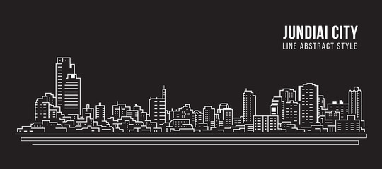 Obraz premium Cityscape Building panorama Line art Vector Illustration design - Jundiai city
