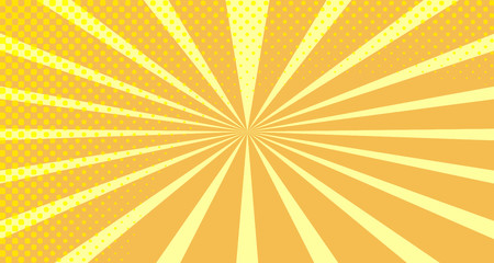 Vintage colorful comic book background. Orange blank bubbles of different shapes. Rays, radial, halftone, dotted effects. For sale banner empty Place for text 1960s. Copy space vector eps10.