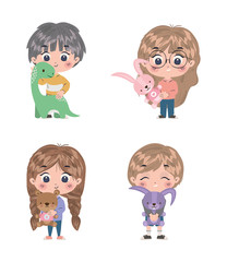 Isolated set of kids cartoons vector design