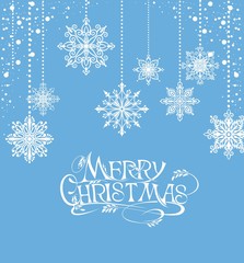 Naklejka na ściany i meble Xmas card with snowflakes. Christmas vector background