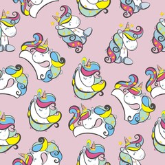 Seamless vector pattern with cute unicorns