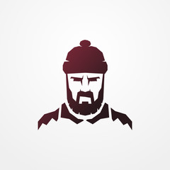 Bearded lumberjack worker man vector logo image