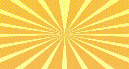 Vintage colorful comic book background. Orange blank bubbles of different shapes. Rays, radial, halftone, dotted effects. For sale banner empty Place for text 1960s. Copy space vector eps10.