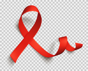 Red ribbon the symbol of Aids day awareness , 1 december. World cancer day, 4 february. Vector illustration.