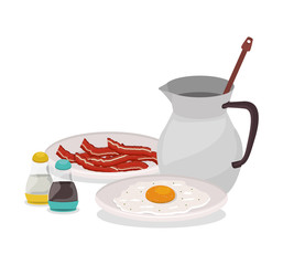 Breakfast egg bacon and chocolate vector design