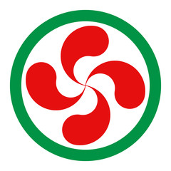 Lauburu or red basque cross symbol - obrazy, fototapety, plakaty