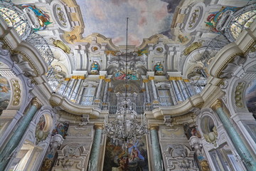 Turin, Piedmont, Italy - May 03, 2019: Elegantly painted and decorated interiors of the Villa della...